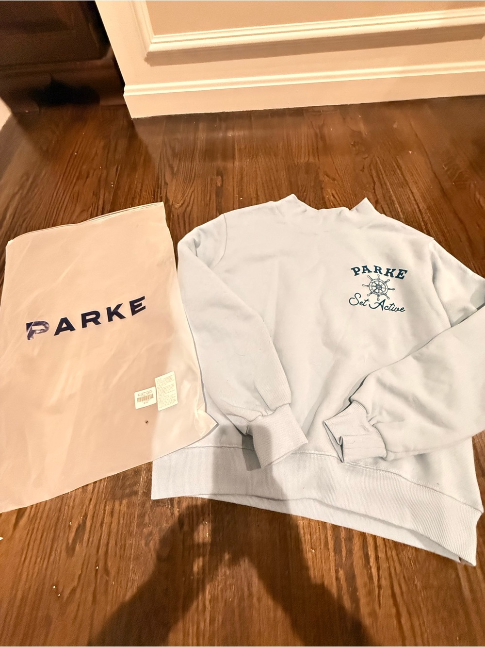 Parke Light Blue Crewneck Sweatshirt - Mock neck. Set active collab